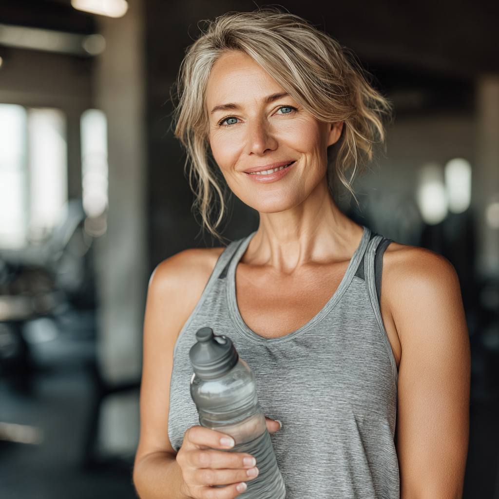 Group of smiling Ukrainian adults of different ages doing stretching exercises together in outdoor park setting